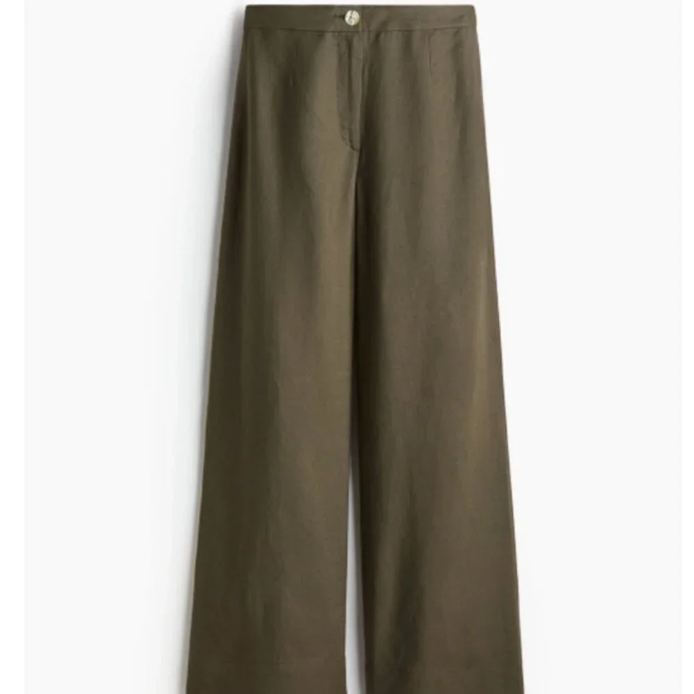 H&M Linen Blend Pants - Olive Green